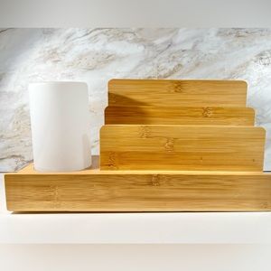 Bamboo charging station with light